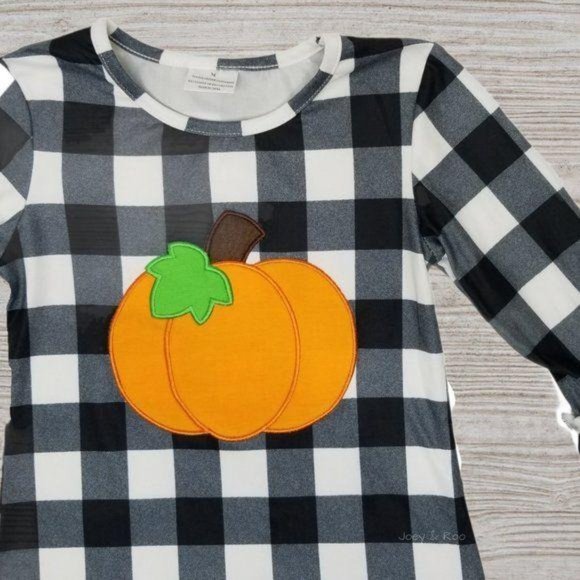 Checkered Pumpkin Bell Sleeve Distressed Jeans Set - Picture 3 of 8